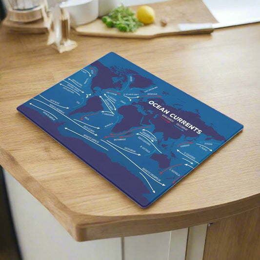 Ocean Currents - Glass Chopping Board