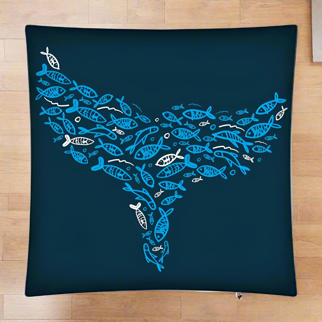 Whale Tail - Large Floor Cushion Blue
