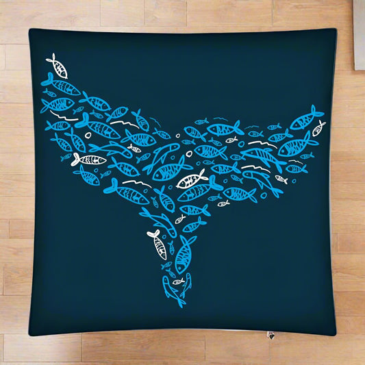 Whale Tail - Large Floor Cushion Blue
