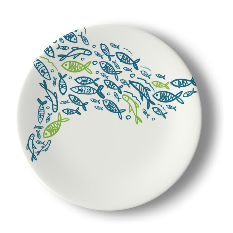 Whale Tail - Bone China Dinner Plates White