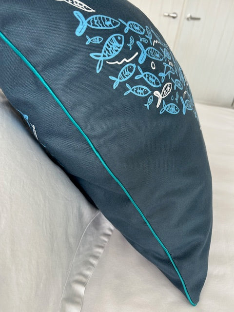 Whale Tail - Cushion Cover Blue