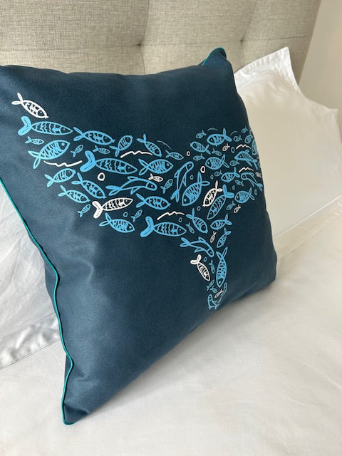 Whale Tail - Cushion Cover Blue