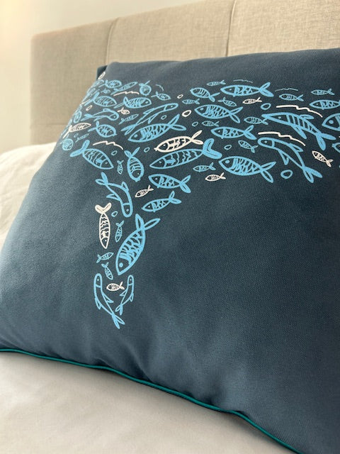Whale Tail - Large Floor Cushion Blue
